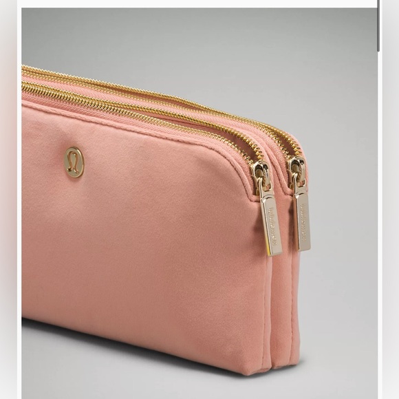 •Lululemon• Curved Velour Wristlet Pink Pastel LIMITED EDITION- GOLD Hardware - Picture 3 of 16